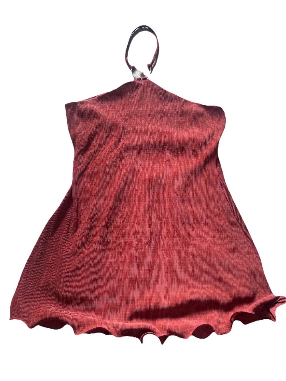 Oh Polly Halter Stone Mini Dress Womens size 8 Rust Burnt Orange